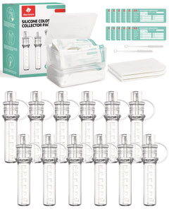 dearlomum Colostrum Collector Kit 6ml/12pcsReusable Breast Milk Collector with Storage Case and Cotton WipePortable Colostrum Container BPA Free