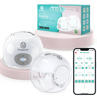 Breast Pump Hands Free with APP for Busy Moms Momspeace Upgraded Portable Electric Breast Pumps Discreet Pumping Anywhere Anti-Backflow Safe Double Breast Pumps for Breastfeeding 24mm 2 Pack