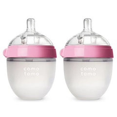 BPA-Free Silicone Baby Bottles (Green/Pink Pack)