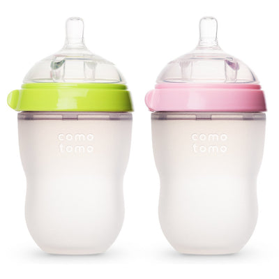 Comotomo Natural Feel Baby Bottles Green & Pink 250ml (8 oz)
