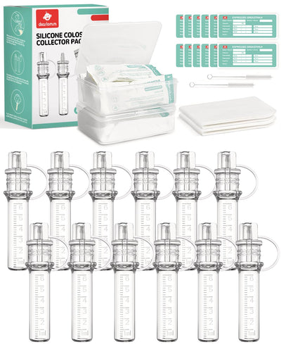 dearlomum Colostrum Collector Kit 6ml/12pcsReusable Breast Milk Collector with Storage Case and Cotton WipePortable Colostrum Container BPA Free